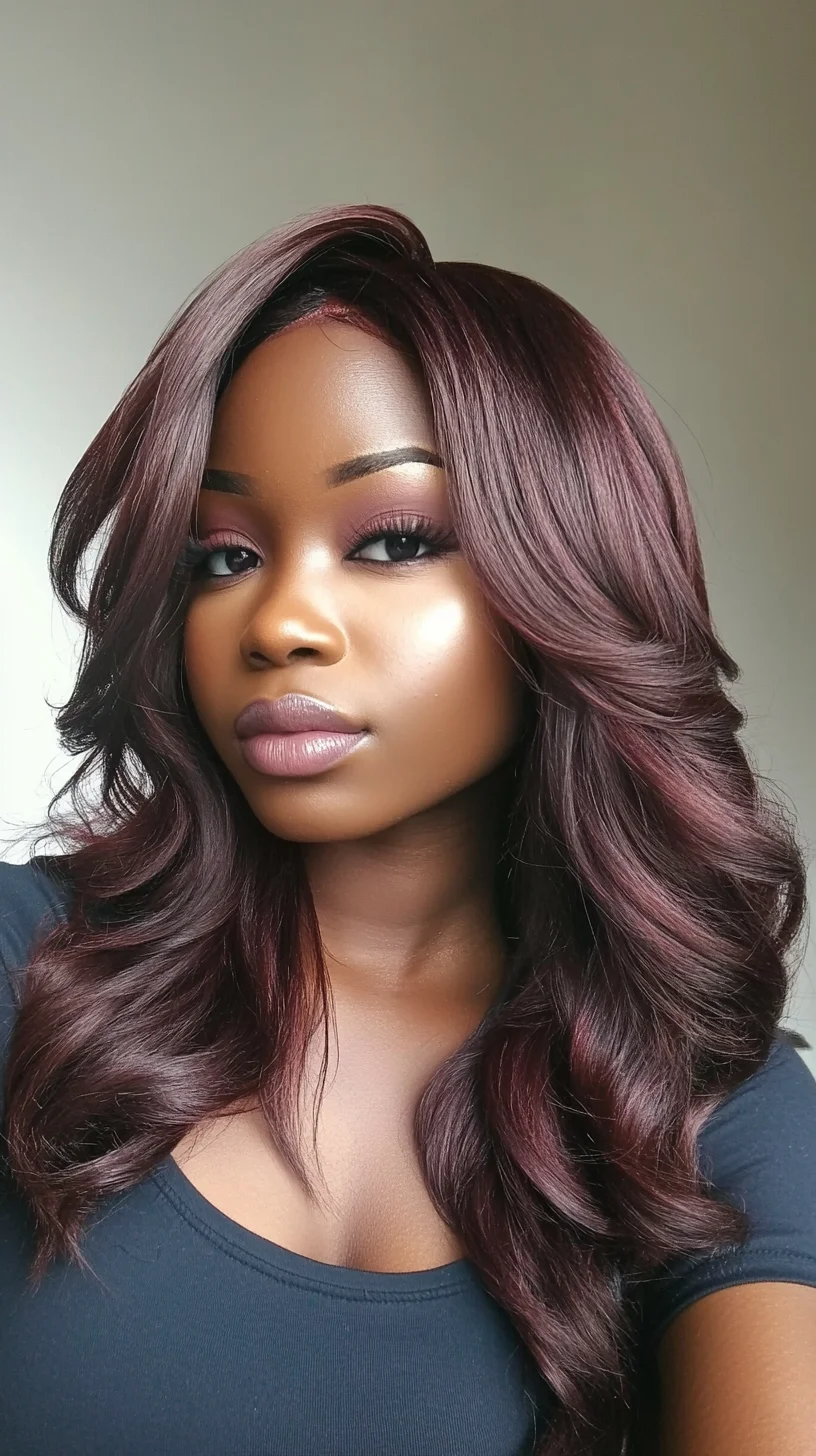 Luxurious Burgundy Waves: Elevate Your Look with Rich Color and Volume