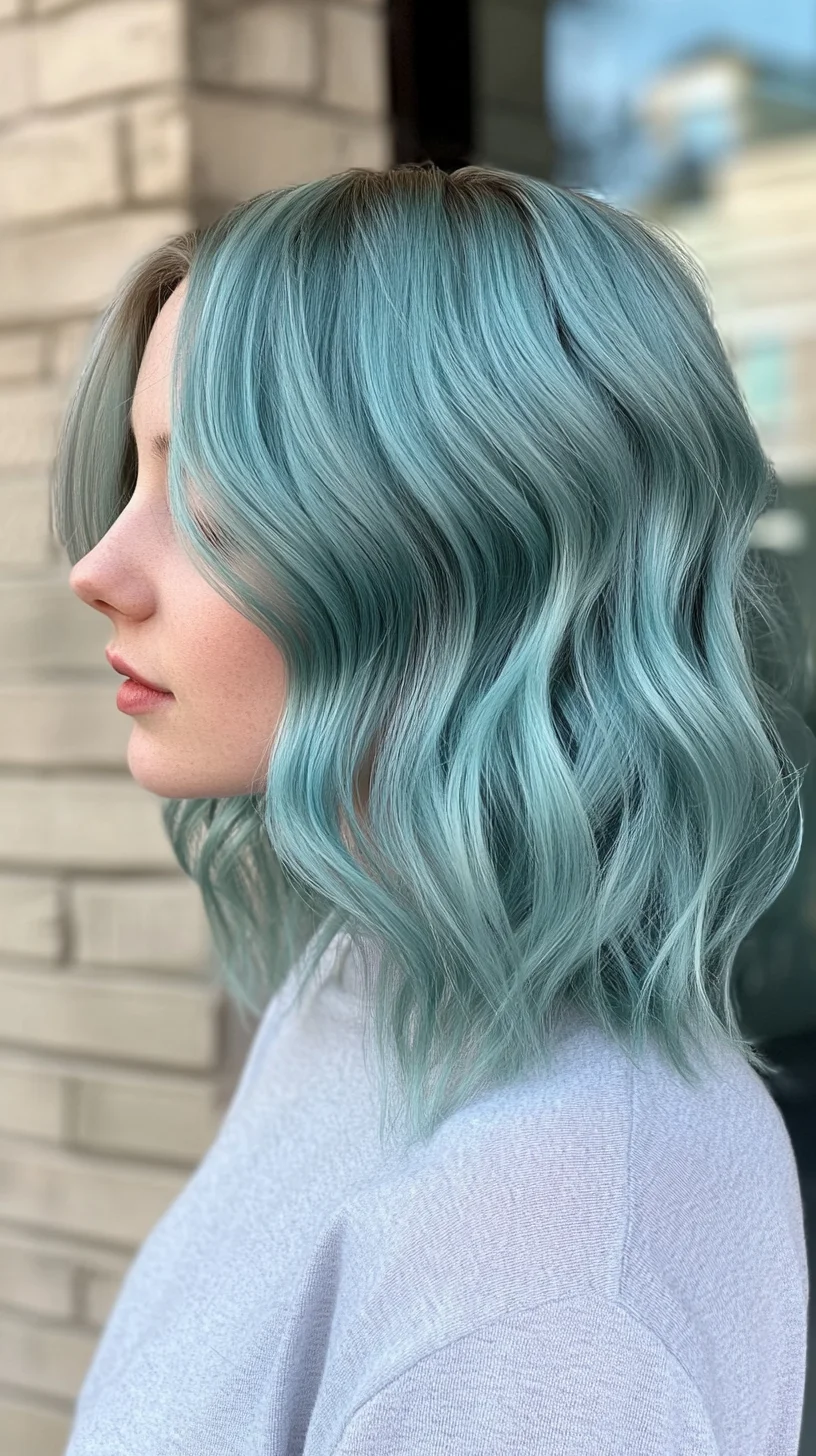 Ocean Waves: Stunning Aqua-Blue Curls for an Effortless Beachy Look