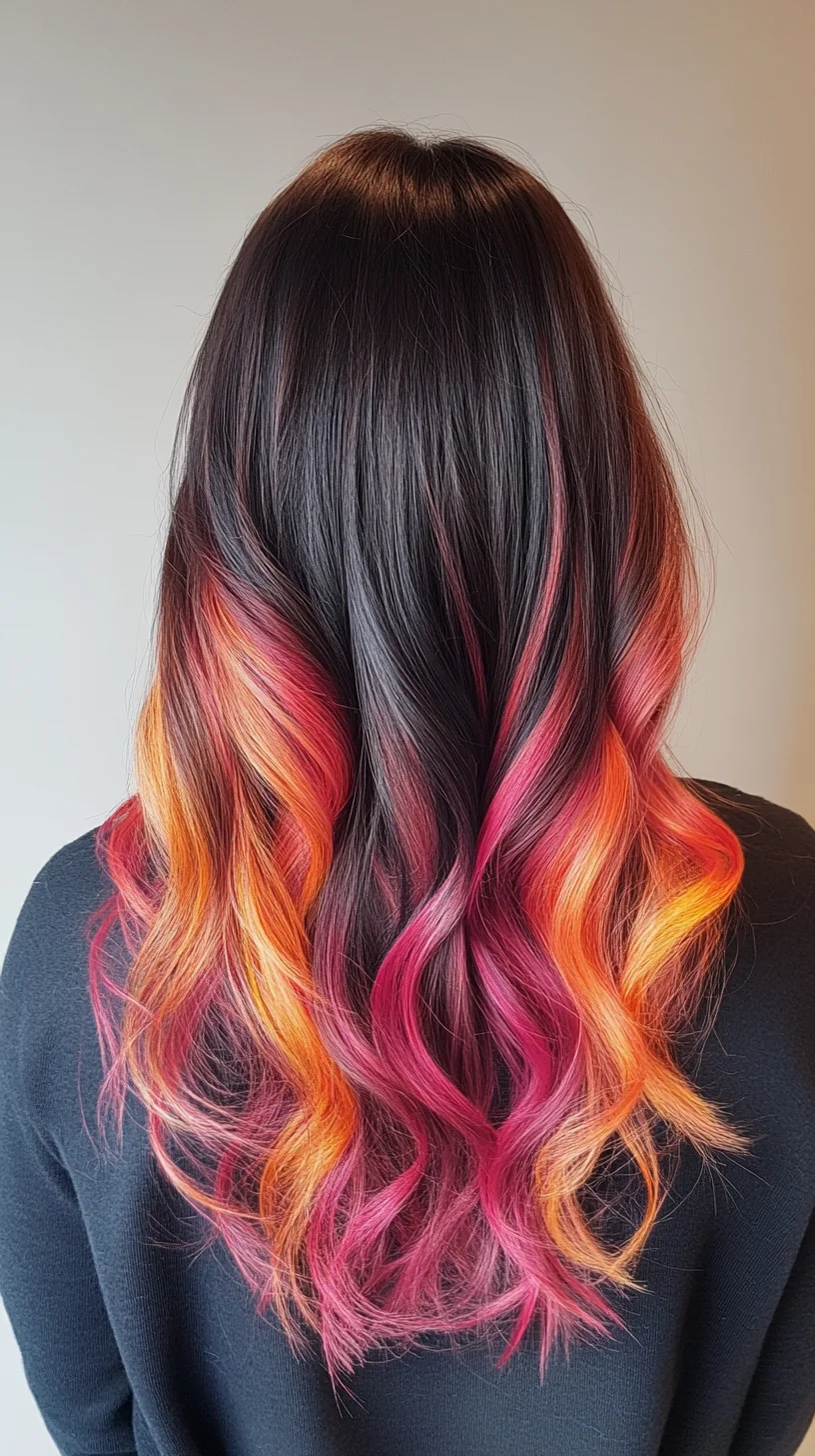 Radiant Ombre Curls: A Dazzling Blend of Color and Movement