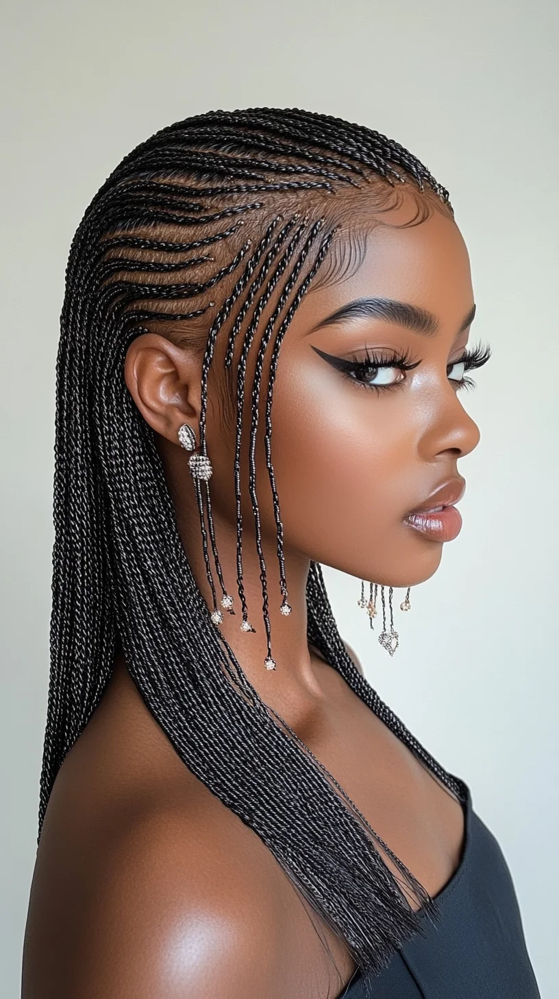 Sleek and Chic: The Elegant Knotless Braids with Dazzling Details