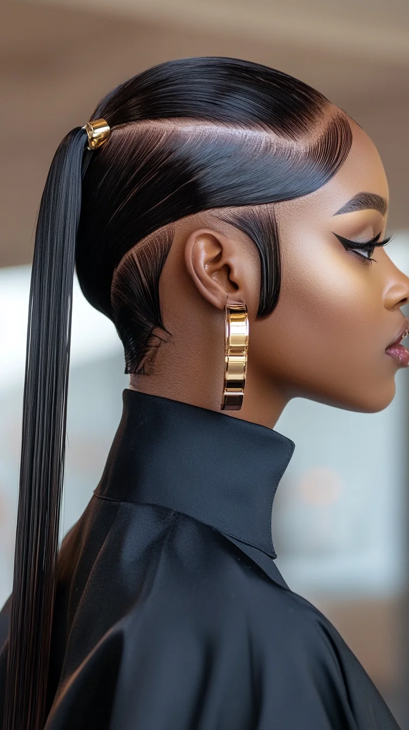 Sleek and Chic: The Perfect High Ponytail with Bold Undercut Elegance