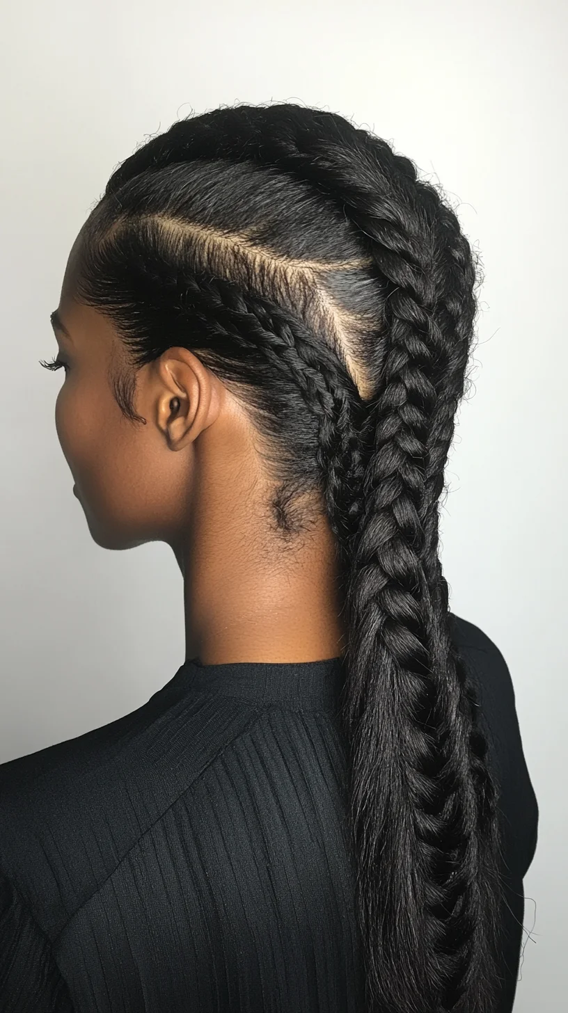 Sleek Double Braids with Stylish Undercut for a Bold Look