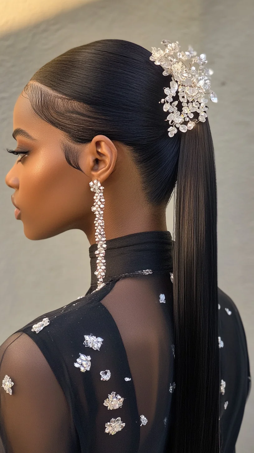 Sleek Elegance: The Perfect High Ponytail with Chic Decorative Accents