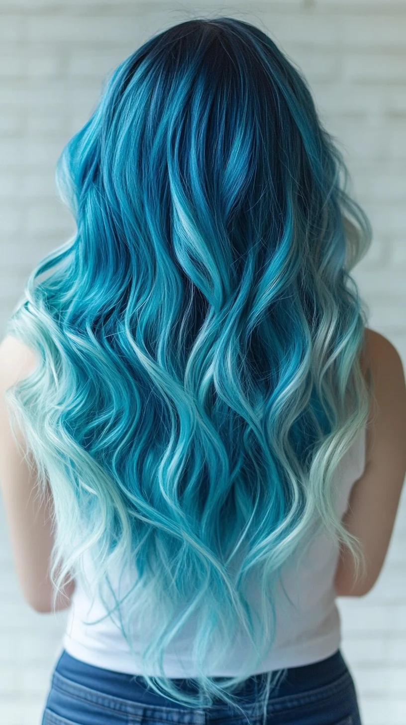 Stunning Aqua Ombre Waves: Embrace Bold Color and Effortless Elegance