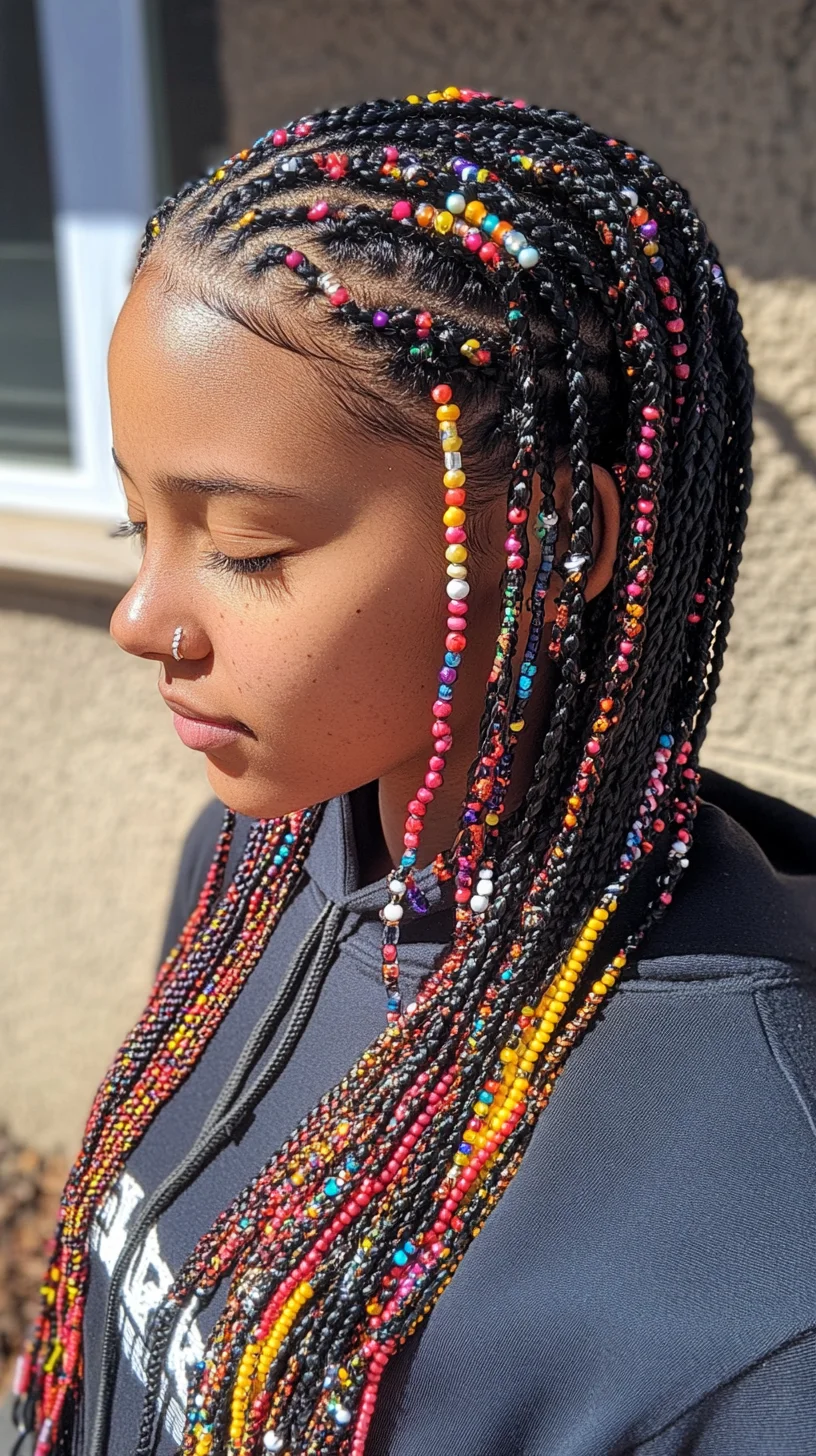 Vibrant Beaded Box Braids: A Bold and Playful Statement Hairstyle