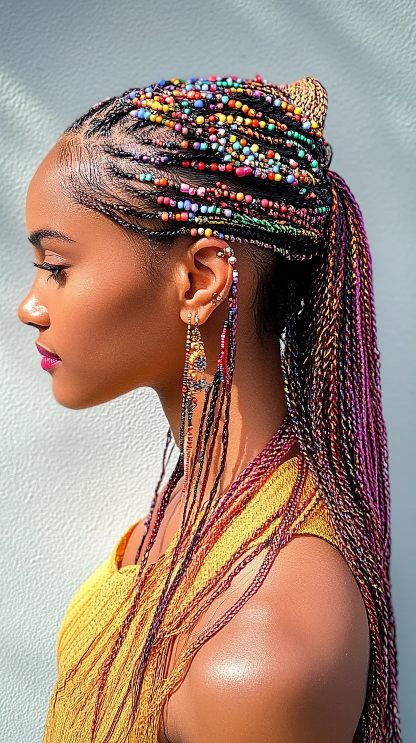 Vibrant Beaded Braids: A Striking Blend of Elegance and Personality