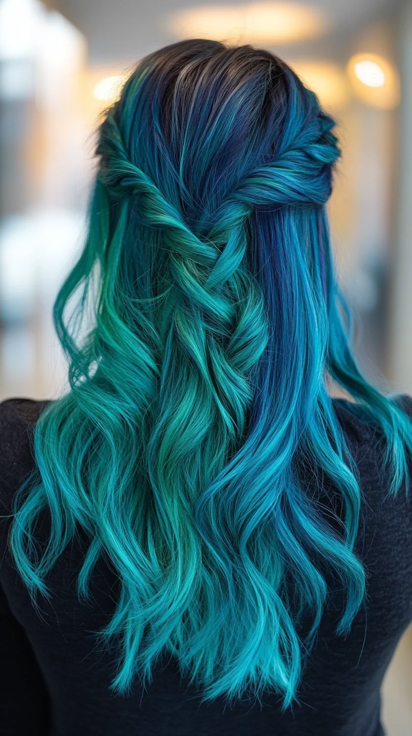 Vibrant Mermaid Waves: A Stunning Blend of Teal and Blue Hair