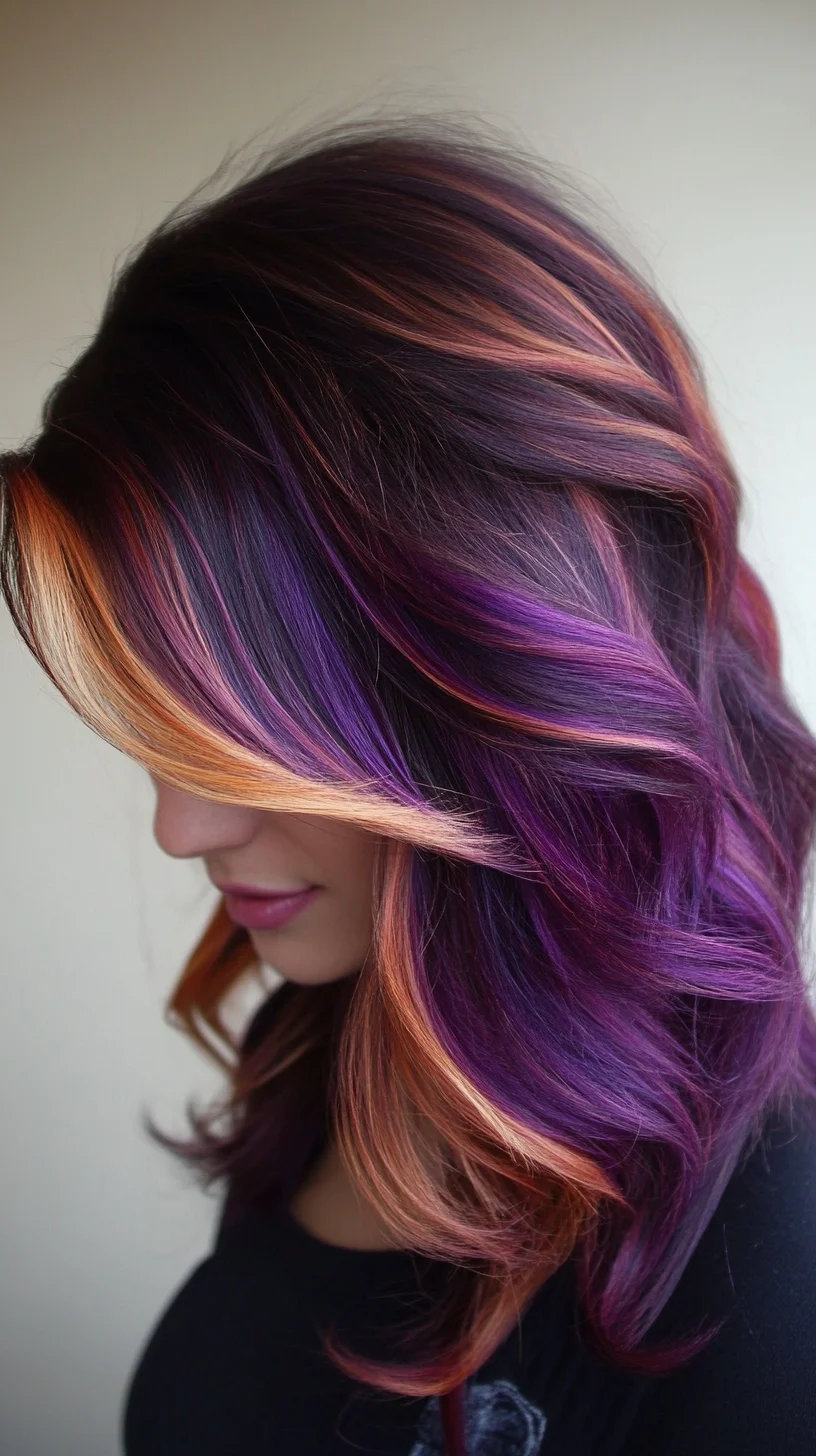 Vibrant Ombre Waves: A Bold Blend of Purple and Sunset Hues