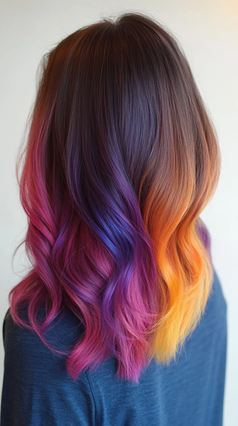 Vibrant Ombre Waves: A Stunning Blend of Purple, Pink, and Orange