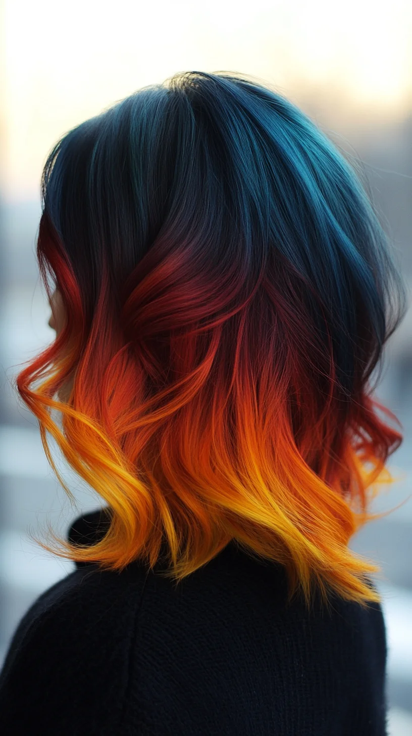 Vibrant Ombre Waves: Ignite Your Look with Striking Color Transitions