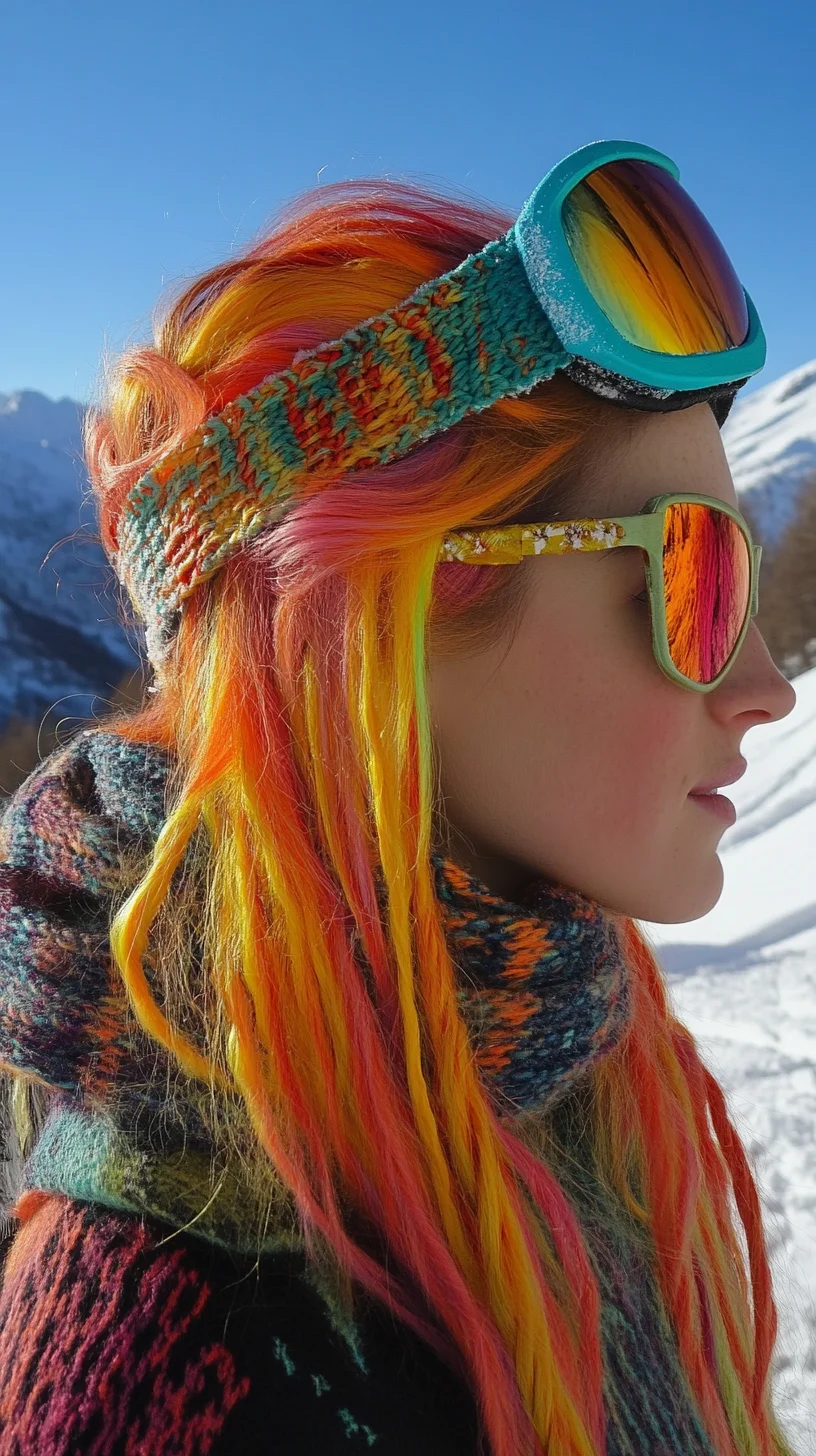 Vibrant Rainbow Braids: A Bold Statement for Winter Adventures