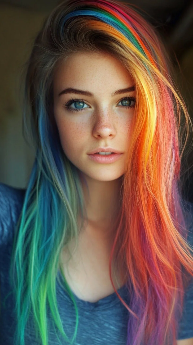 Vibrant Rainbow Tresses: Embrace a Bold and Colorful Look!