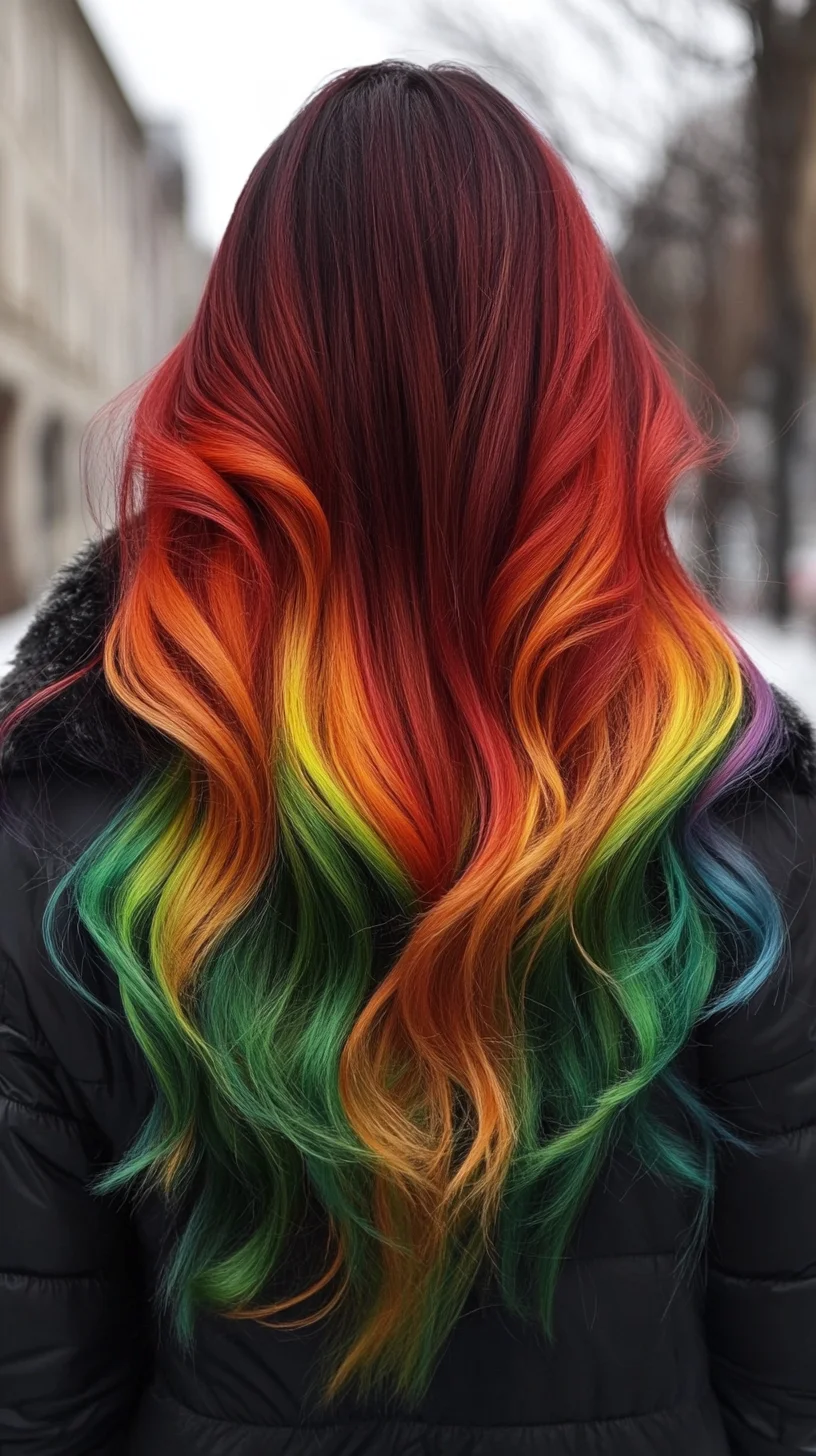 Vibrant Rainbow Waves: A Bold Hair Statement for Every Adventurer